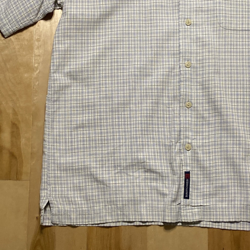Britches Button Up Shirt Size Large Gray Men Surfer Shirt Chest 47" GUC - Picture 5 of 14